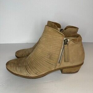Paul Green Shasta Sliced Bootie Suede Nubuck Leather Zip Up Ankle Tan 6.5